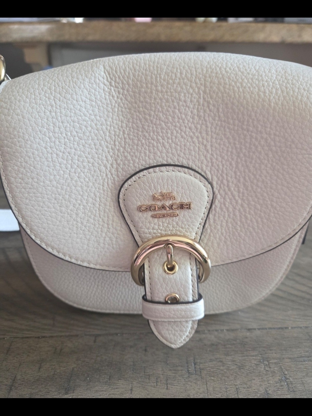 Coach Pebbled Leather Crossbody Bag light cream color - Picture 3 of 5